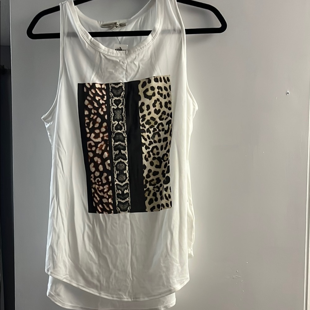 Express White Graphic Sleeveless Tank Top